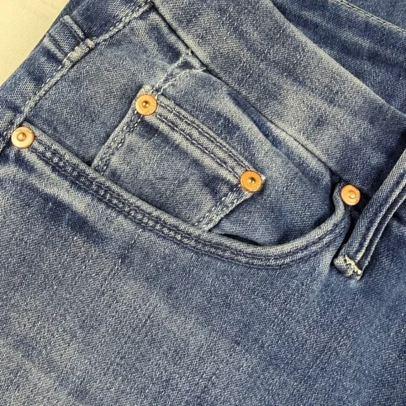 Mother High Waisted Looker Ankle Fray Jeans Womens 24 Blue Skinny Raw Hem - Picture 14 of 15